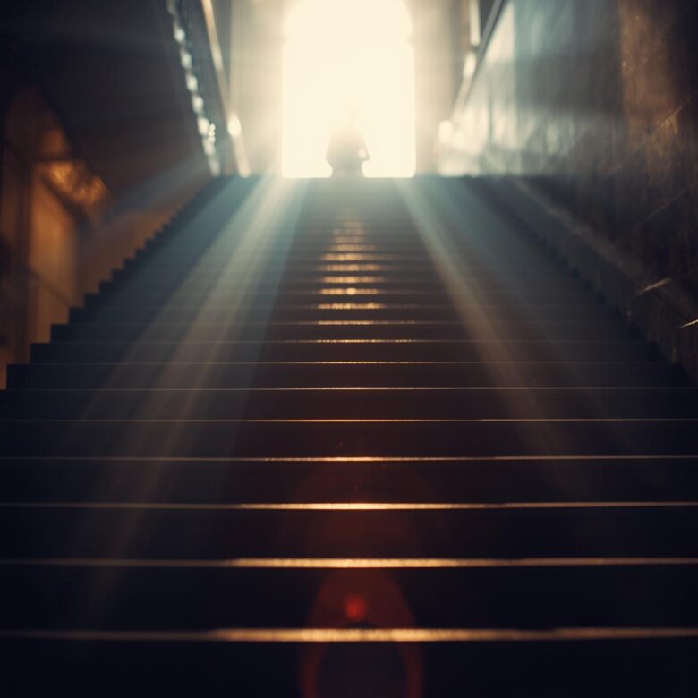 天国　階段　導き　神様　光　死後　霊